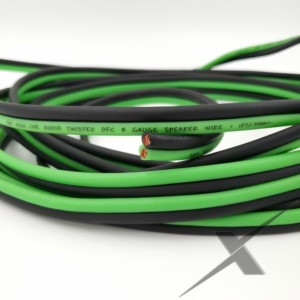 Sky High Car Audio 8ga OFC Speaker Wire - 25ft Green/Black