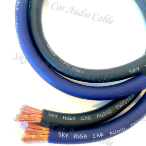 Sky High Car Audio 0 Gauge CCA – 50ft blue-Black