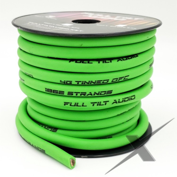 Full Tilt Audio 4ga Tinned OFC - 50ft Green