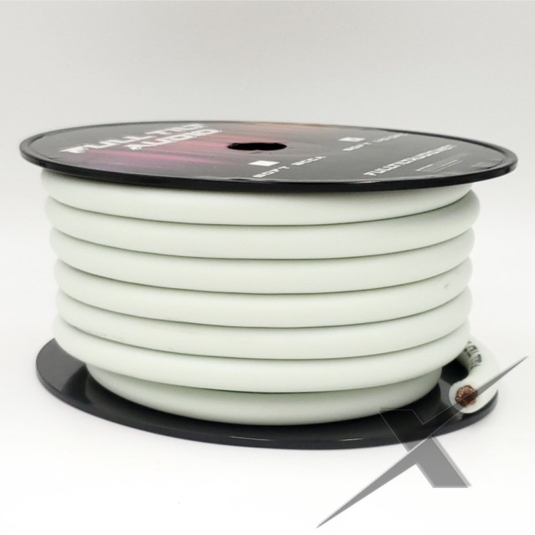 Full Tilt Audio White 8 Gauge 50 Foot Tinned OFC Oxygen Free Copper  Power/Ground Cable/