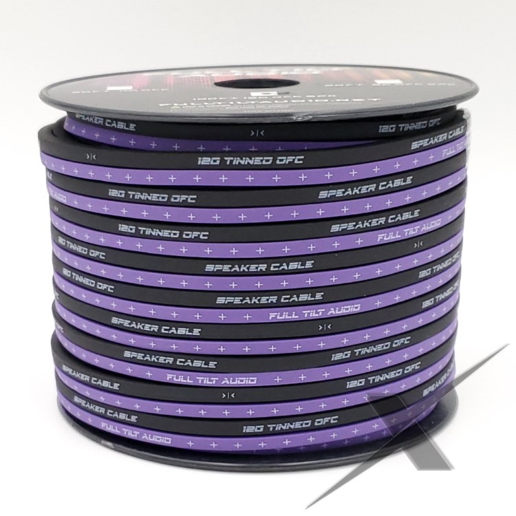 Full Tilt Audio 12 Gauge OFC Speaker Wire – 100ft Purple/Black