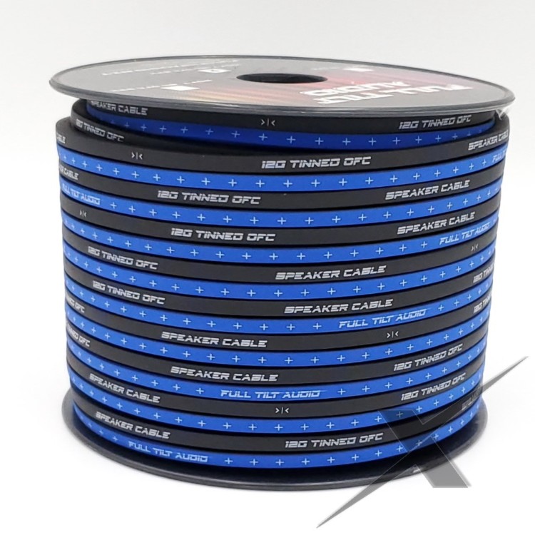Full Tilt Audio 12 Gauge OFC Speaker Wire – 100ft Blue/Black