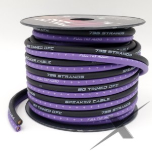 Full Tilt Audio 8 Gauge OFC Speaker Wire - 50ft Purple/Black