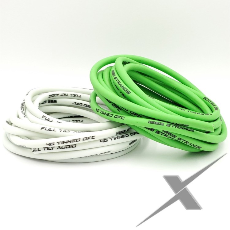 Full Tilt Audio 4 Gauge Tinned OFC - 50ft White/Green