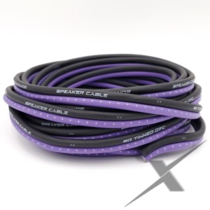 Full Tilt Audio 8 Gauge OFC Speaker Wire - 25ft Purple/Black