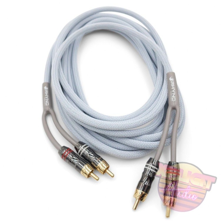 Rhyno Audio Works 16ft Premium White Braided 2-Channel RCA