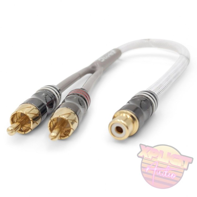 Rhyno Audio Works 1F2M Premium White Braided Y Splitter