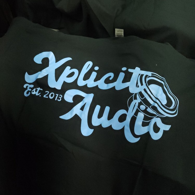 Xplicit Audio EST Black T-Shirt With Light Blue Logo