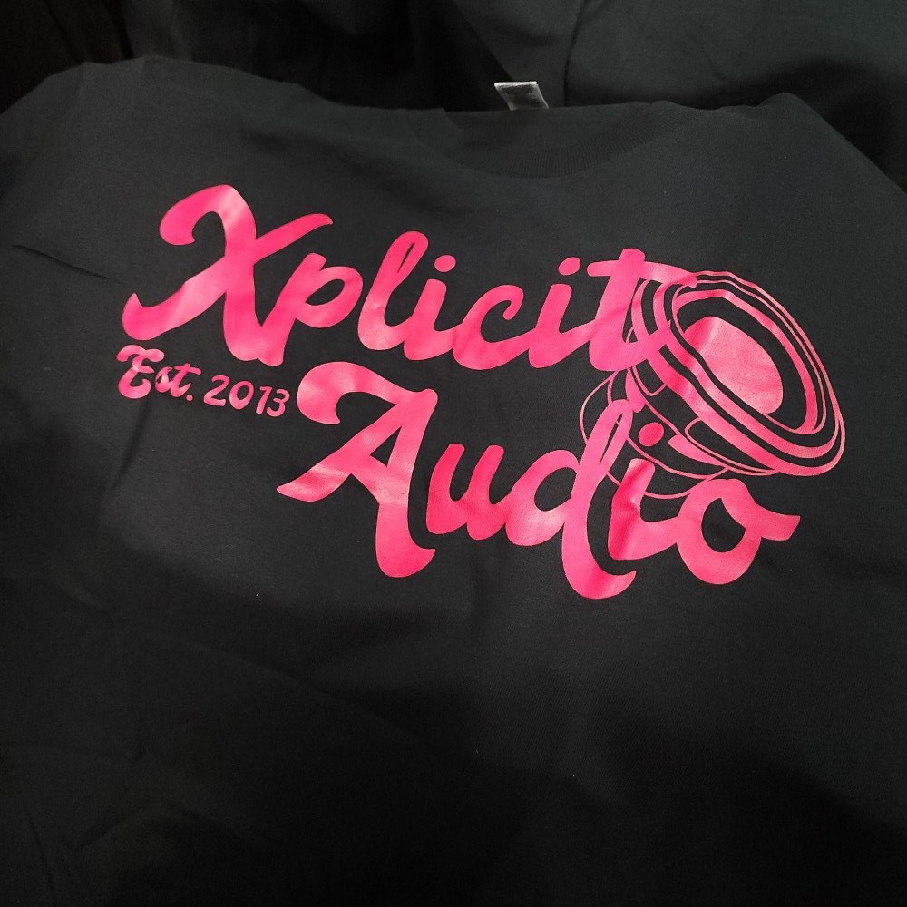 Xplicit Audio EST Black T-Shirt With Pink Logo