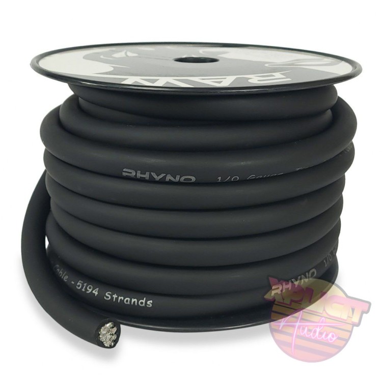 Rhyno Audio Works Black 1/0 Gauge Tinned CCA Power Wire