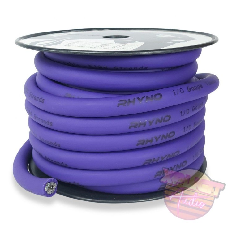 Rhyno Audio Works Purple 1/0 Gauge Tinned CCA Power Wire