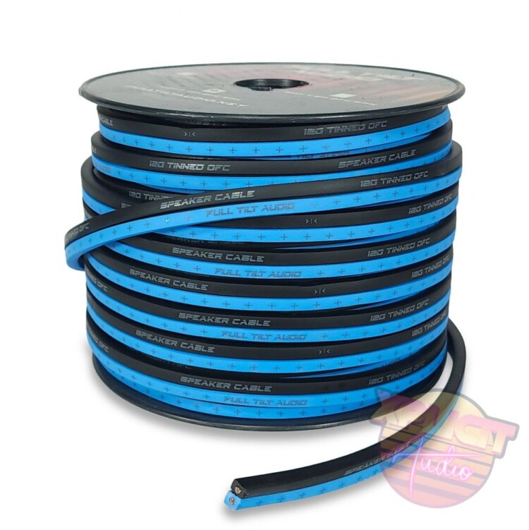 Full Tilt Audio Light Blue/Black 12 Gauge Tinned OFC Speaker Wire