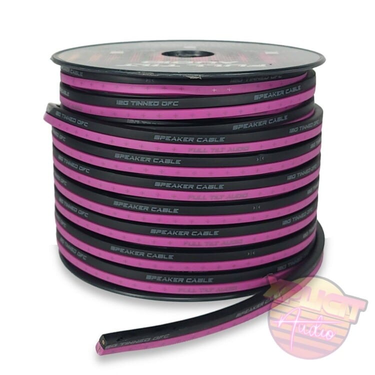 Full Tilt Audio Pink/Black 12 Gauge Tinned OFC Speaker Wire
